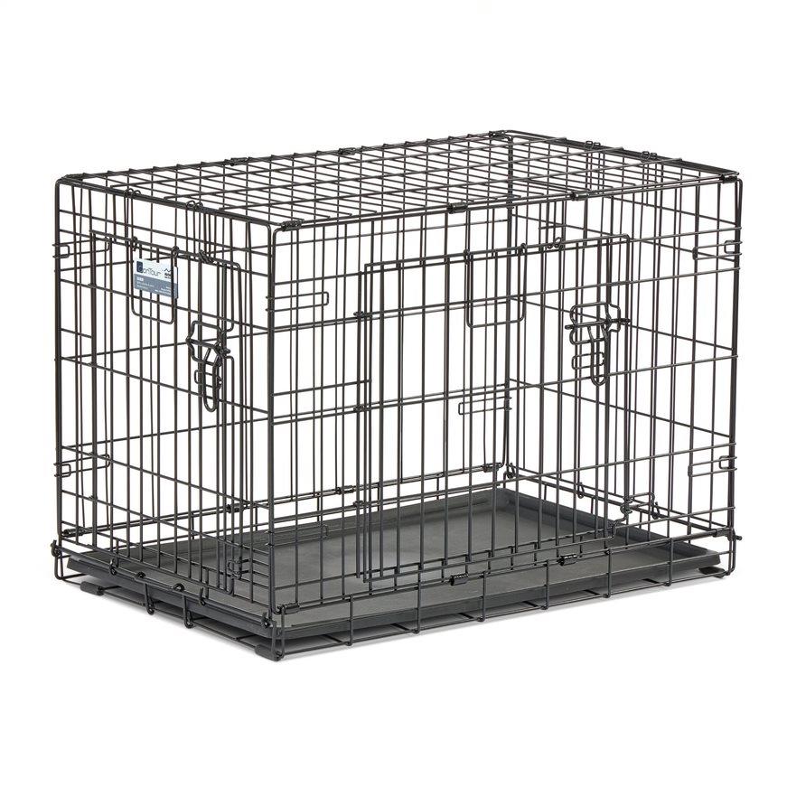 Midwest Contour Metal Folding Double Door Dog Crate - 30" X 19" X 21" Inches  