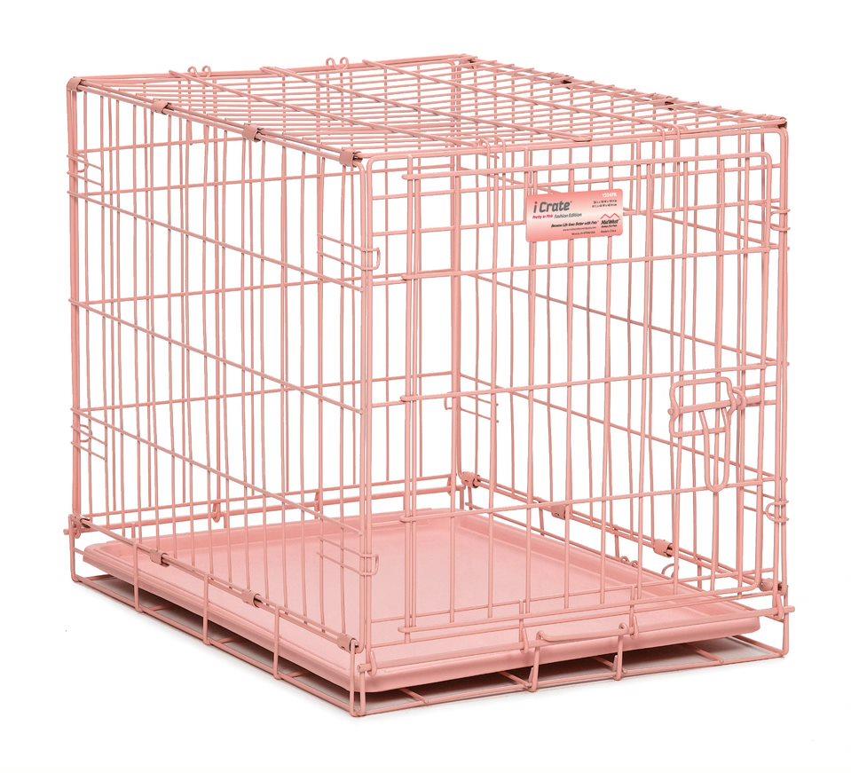 Midwest I-Crate Metal Folding Single Door Crate Carrier - Pink - 24