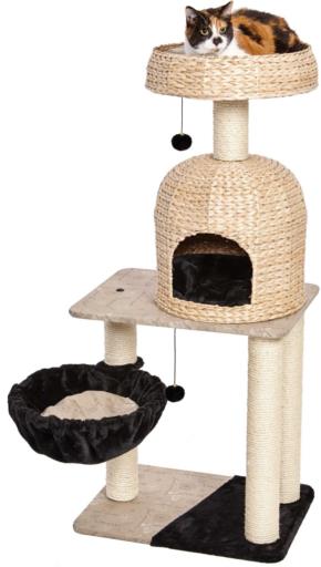 Midwest Nuvo Reid Fine N' Fun Wicker 4-Tier Cat Tree Furniture - Beige  