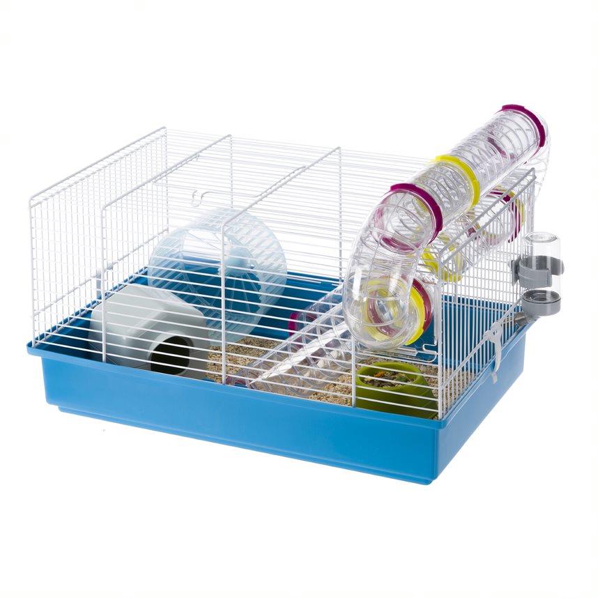 Ferplast Paula Fun and Interactive Hampster Cage includes Accessories - Blue/White - 18" X 11.6" X 9.6" Inches  