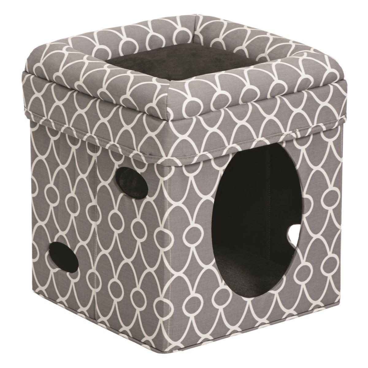 Midwest Curious Cat Cube Condo Furniture - Gray - 16.5" X 16.5" X 16.5" Inches  