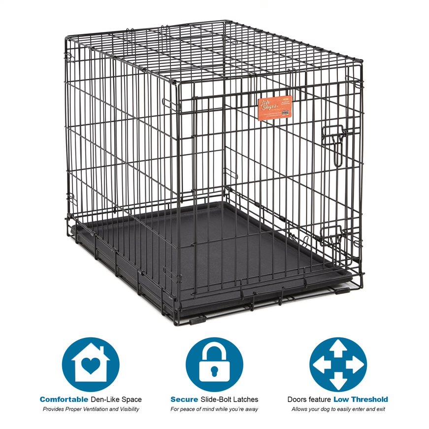 Midwest Lifestages Metal Folding Single Door Dog Crate with Divider - 30