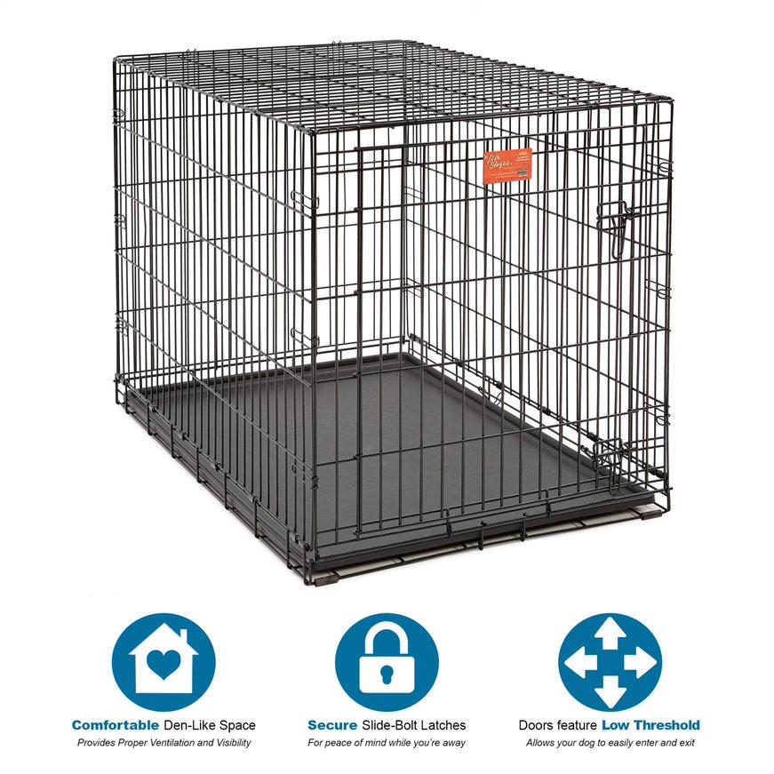 Midwest Lifestages Metal Folding Single Door Dog Crate with Divider - 42