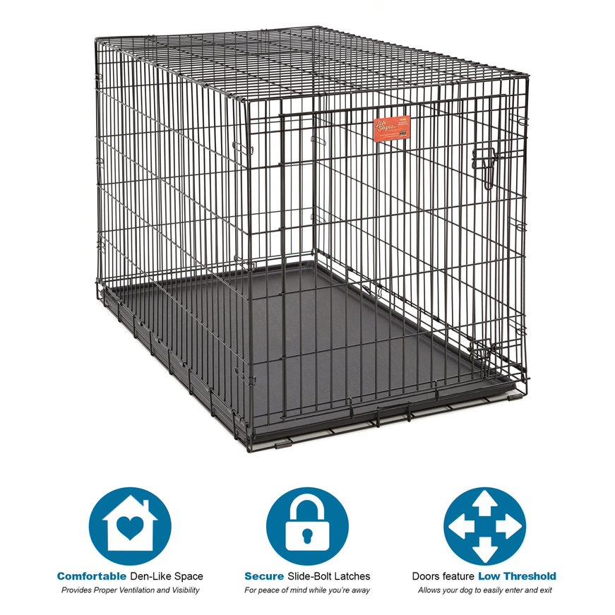 Midwest Lifestages Metal Folding Single Door Dog Crate with Divider - 48