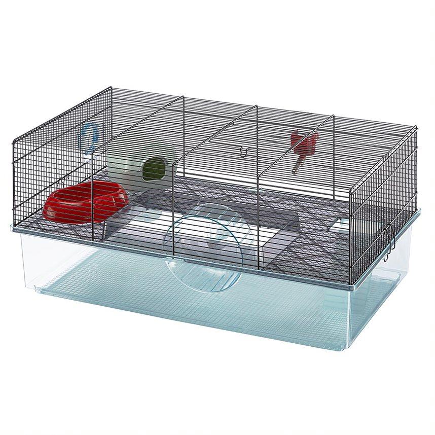 Ferplast Favola Multi-Level Hamster Cage with Bottle and Dish - Black - 23.6" X 14.4" X 11.8" Inches  