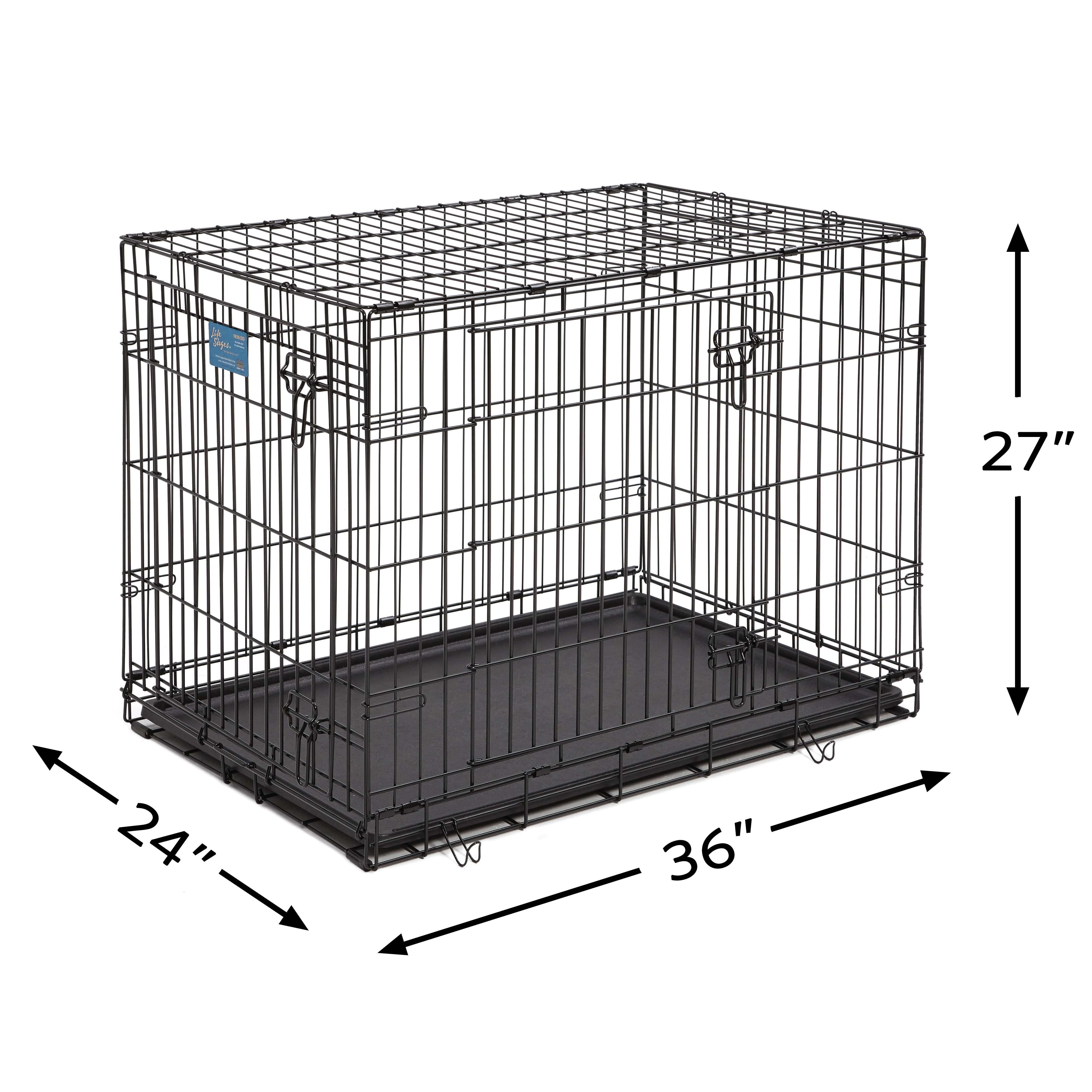 Midwest Lifestages Metal Folding Double Door Dog Crate with Divider - 36" X 24" X 27" Inches  