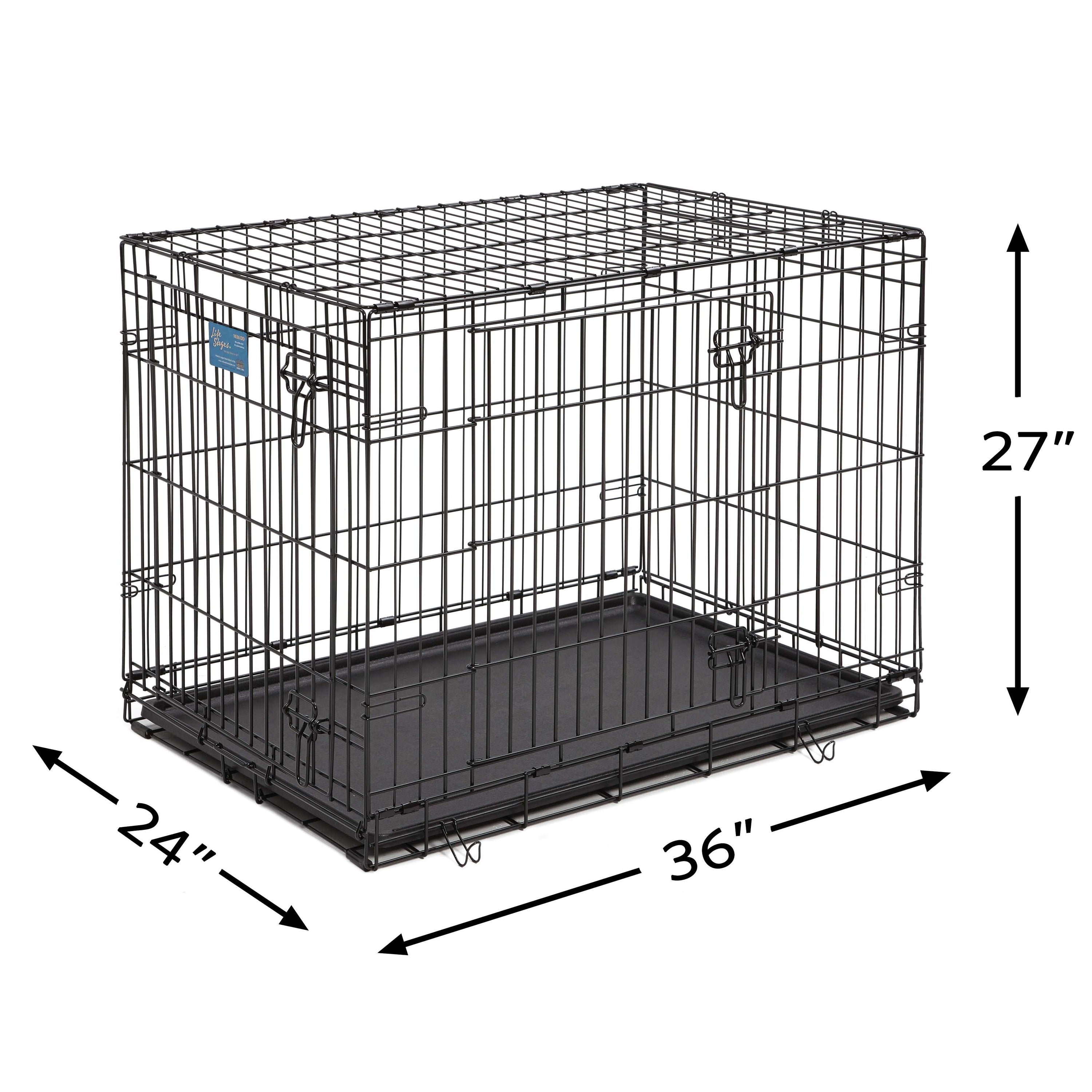 Midwest Lifestages Metal Folding Double Door Dog Crate with Divider - 36