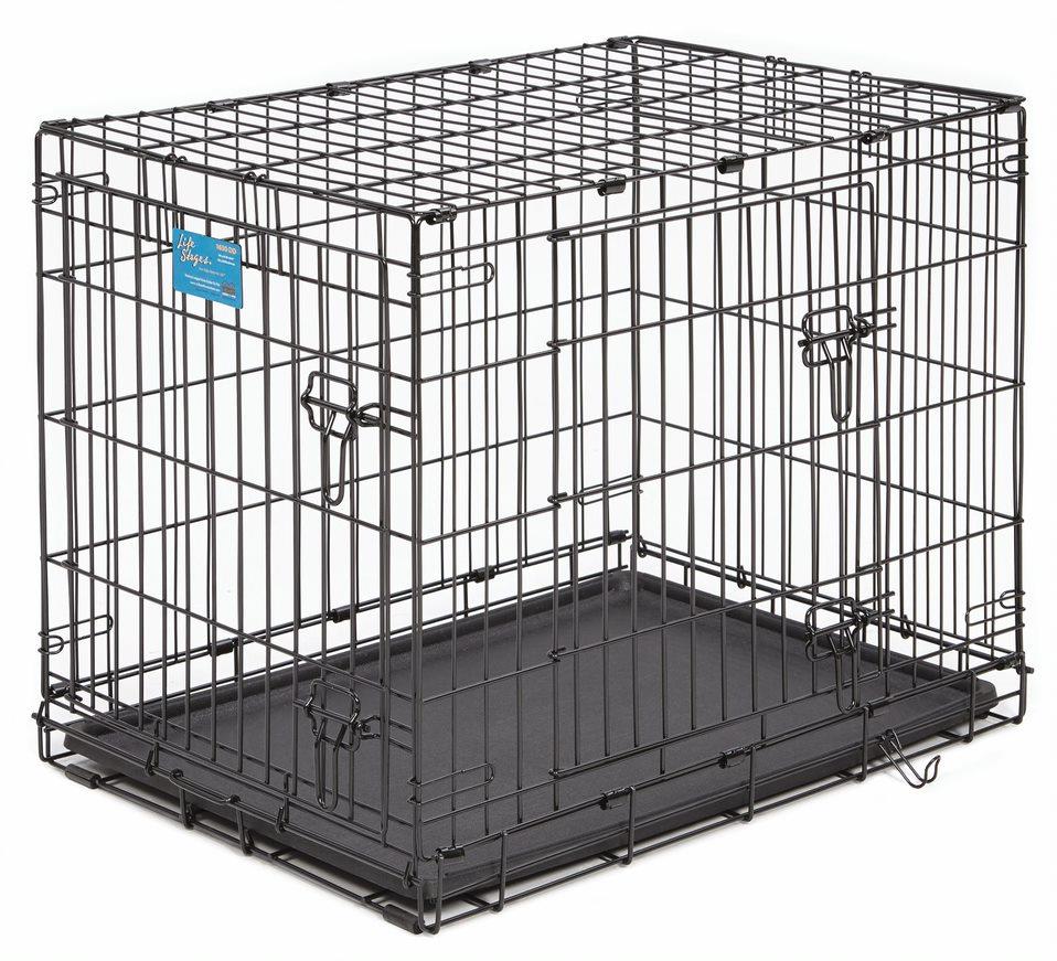 Midwest Lifestages Metal Folding Double Door Dog Crate with Divider - 30" X 21" X 24" Inches  