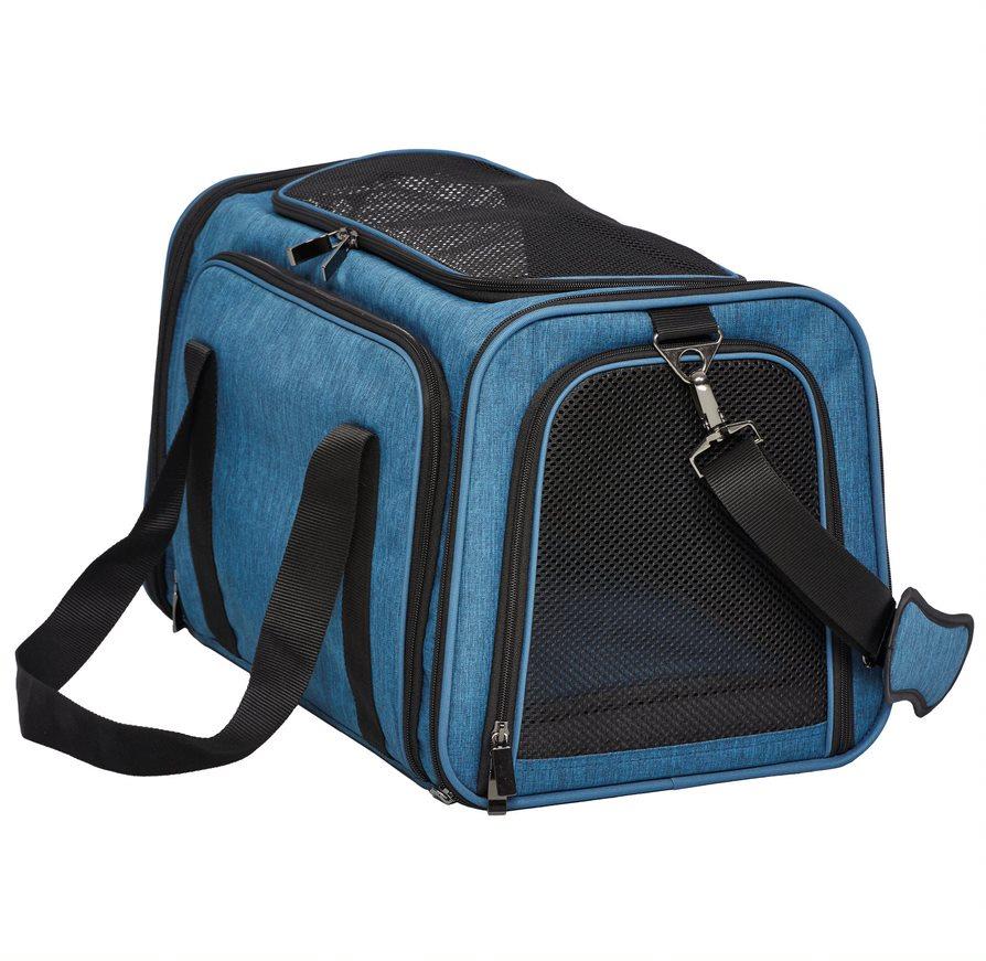 Midwest Duffy Expandable Travel Pet Carrier - Blue - Large - 19.1" X 12.1" X 12.2" Inches  