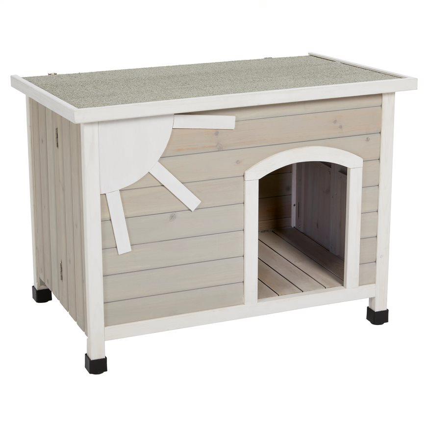 Midwest Eillo Folding Outdoor Wooden Dog House - Gray/White - Small - 21.7" X 33.6" X 25.3" Inches  