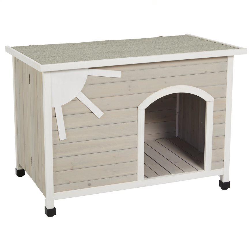 Midwest Eillo Folding Outdoor Wooden Dog House - Gray/White - Medium - 25.2" X 40.6" X 29.1" Inches  