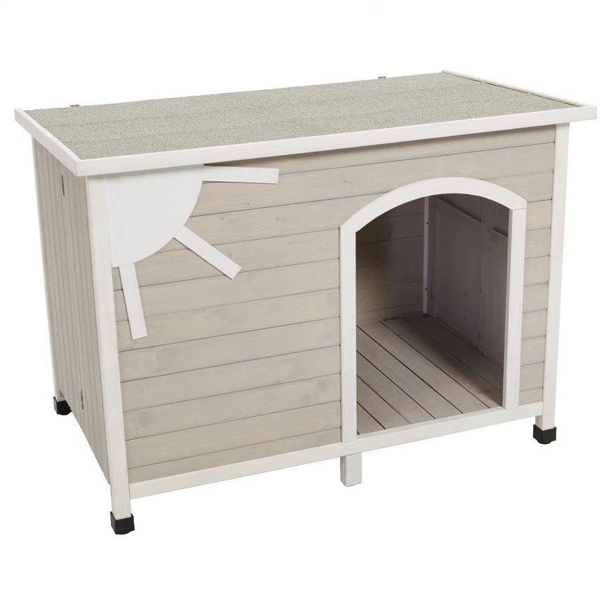 Midwest Eillo Folding Outdoor Wooden Dog House - Gray/White - Large - 28.9