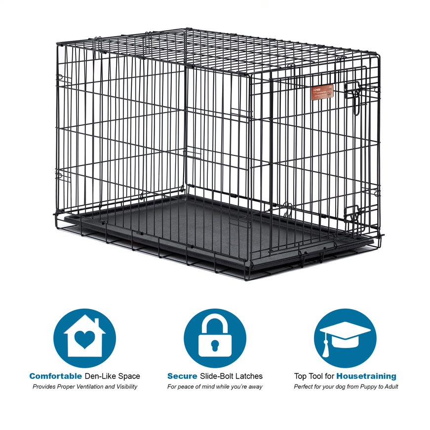 Midwest I-Crate Single Door Metal Folding Dog Crate with Divider Panel - 36" X 23" X 25" Inches  