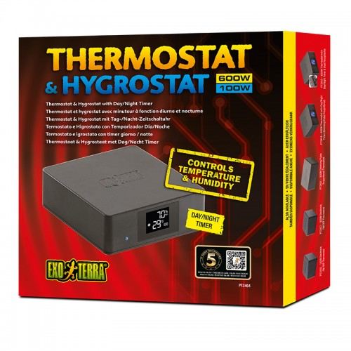Exo Terra Thermostat and Hygrostat Temperature and Humidity Controller for Reptile Terrariums - 600 Watt
