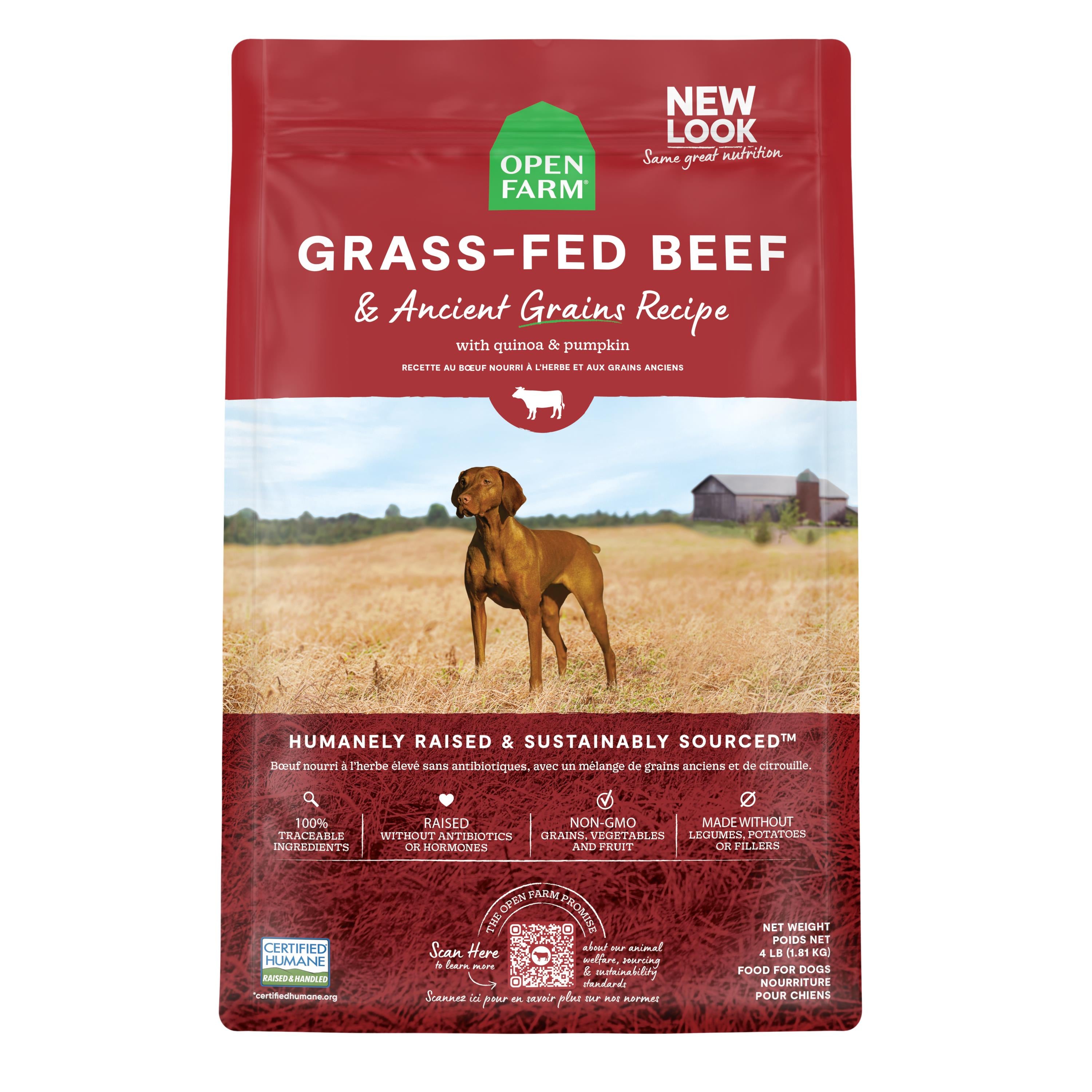 Open Farm Grass-Fed Beef and Ancient Grains Dry Dog Food - 4 Lbs  