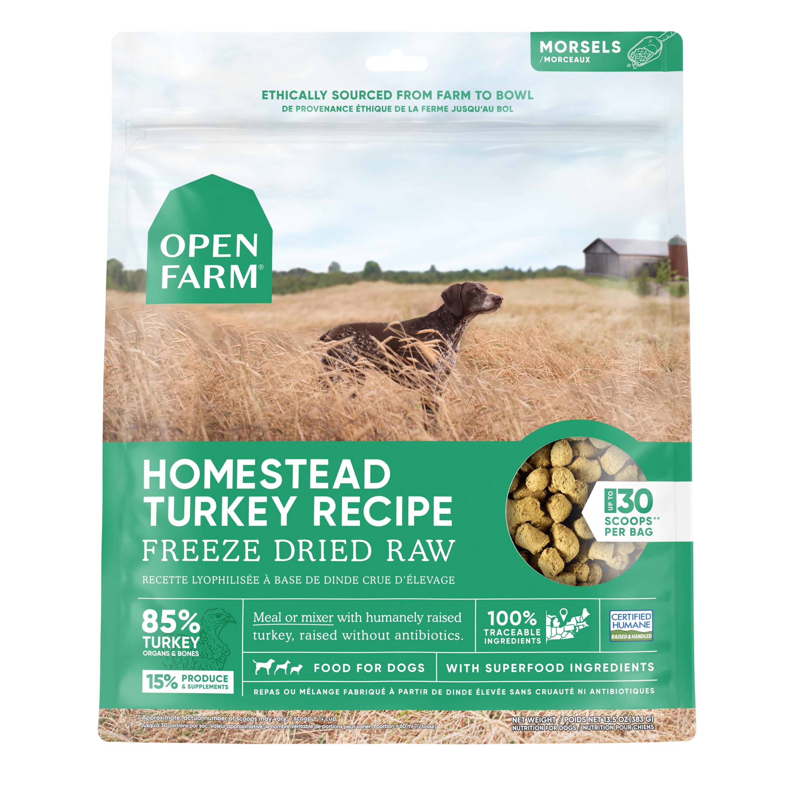 Open Farm Homestead Turkey Recipe Freeze-Dried Raw Dog Food - 13.5 Oz  