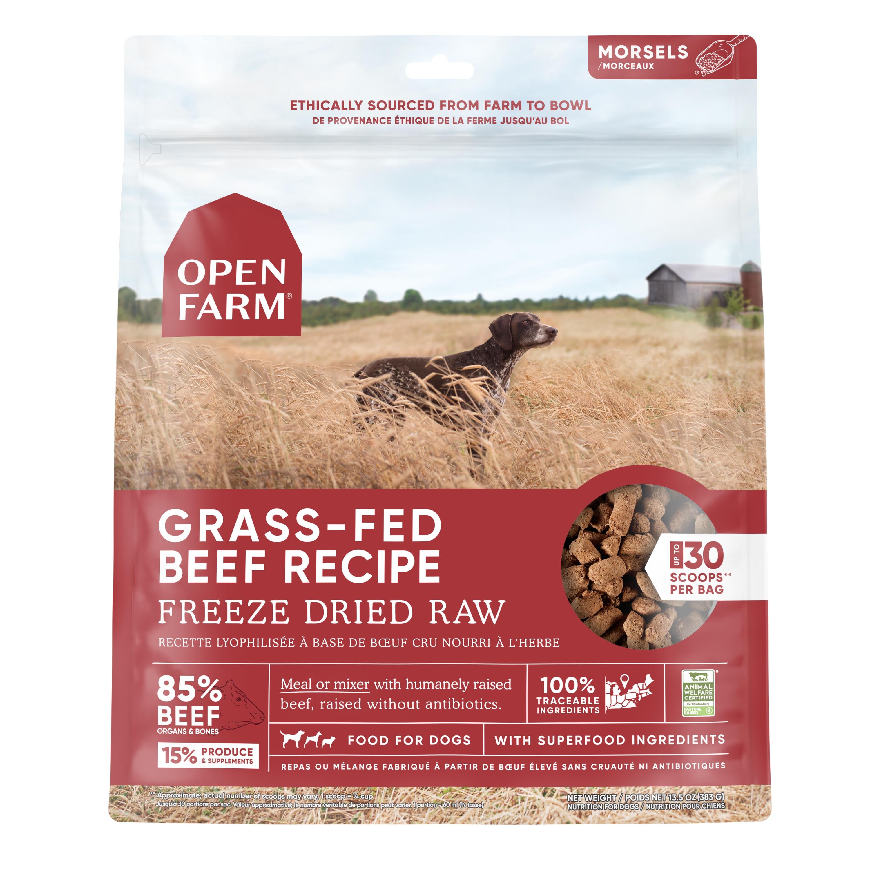 Open Farm Grass-Fed Beef Morsals Freeze-Dried Raw Dog Food - 13.5 Oz  