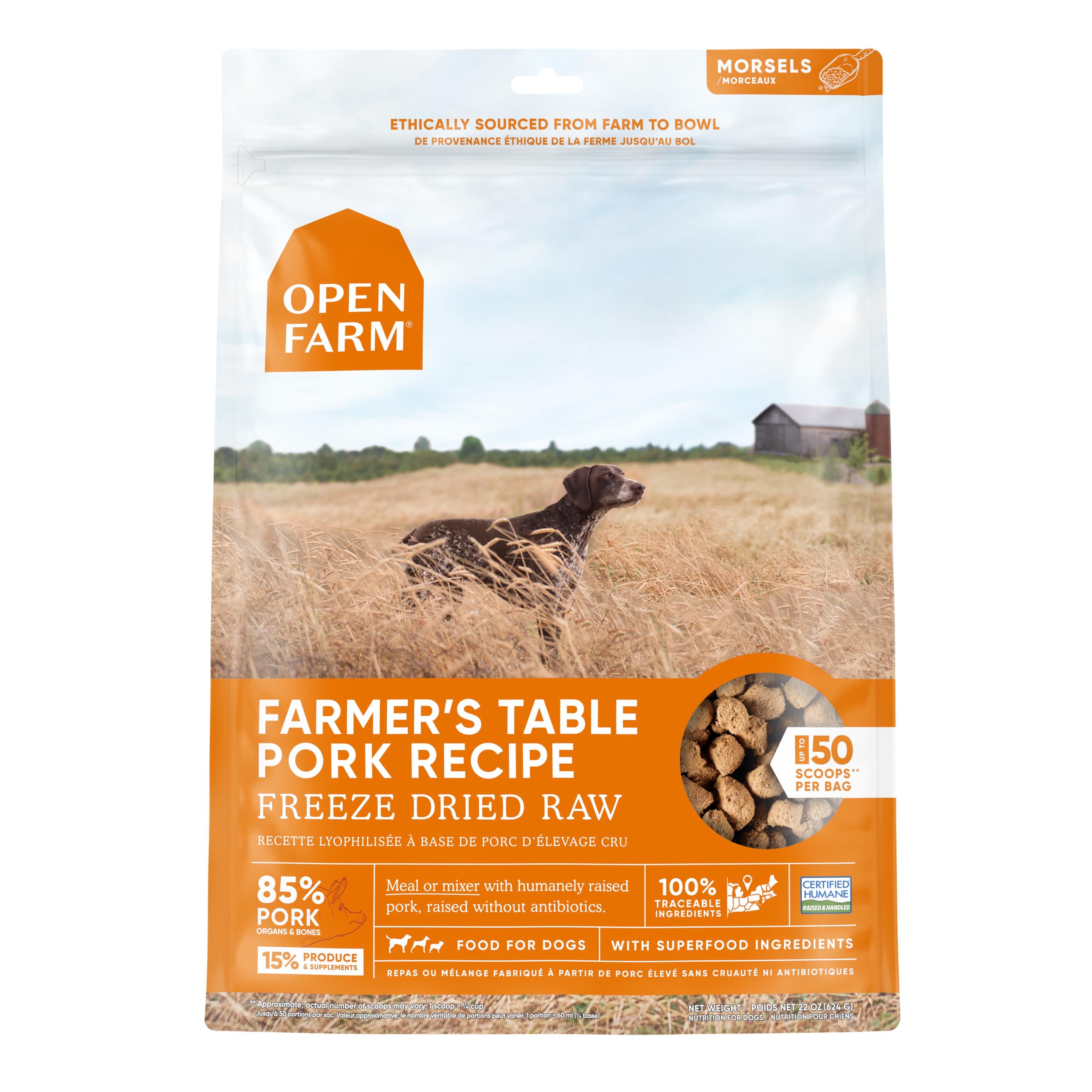 Open Farm Farmer's Table Pork Recipe Freeze-Dried Raw Dog Food - 22 Oz  