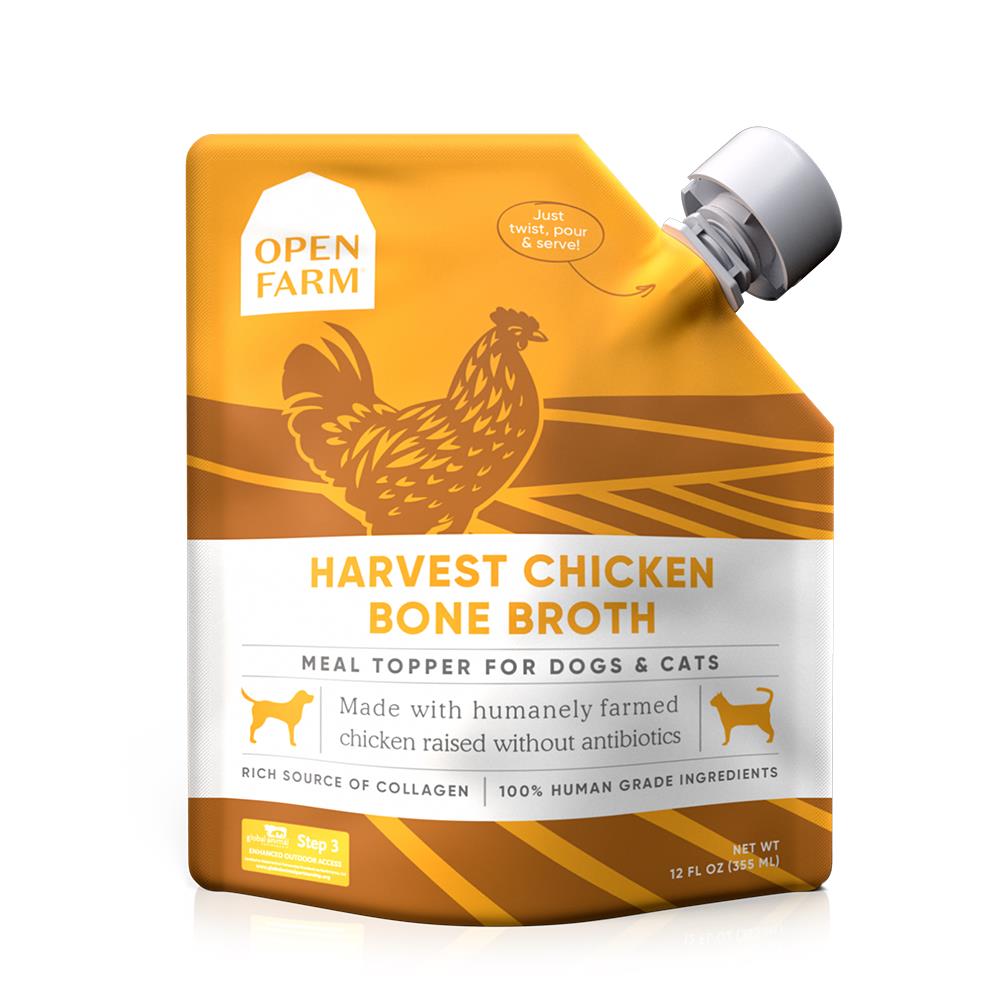 Open Farm Harvest Chicken Bone Broth Cat and Dog Food Meal Topper - 12 Oz - Case of 6  