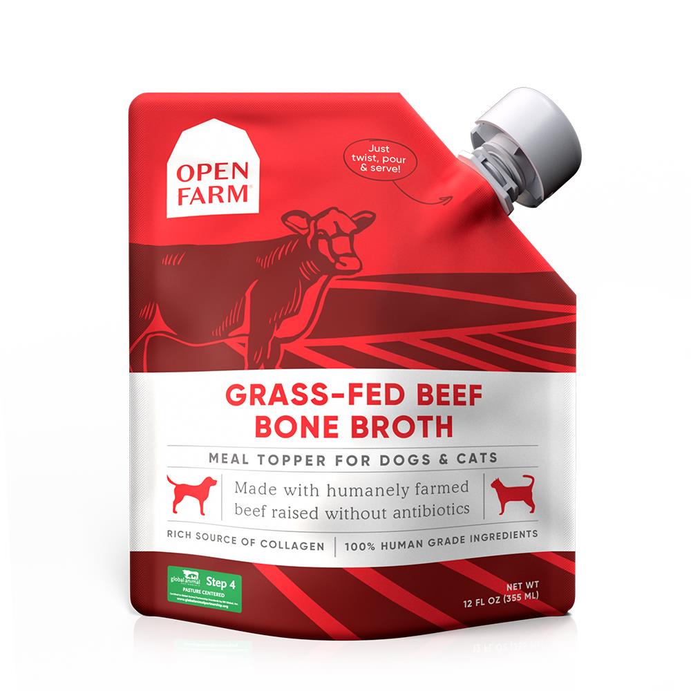 Open Farm Grass-Fed Beef Bone Broth Cat and Dog Food Meal Topper - 12 Oz - Case of 6  