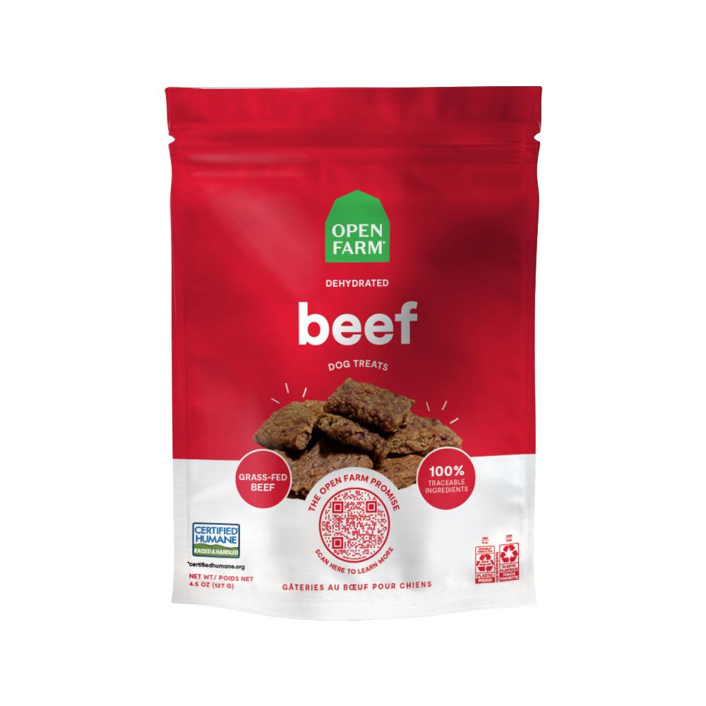 Open Farm Beef Flavored Dehydrated Jerky Dog Treats - 4.5 Oz - Case of 6  