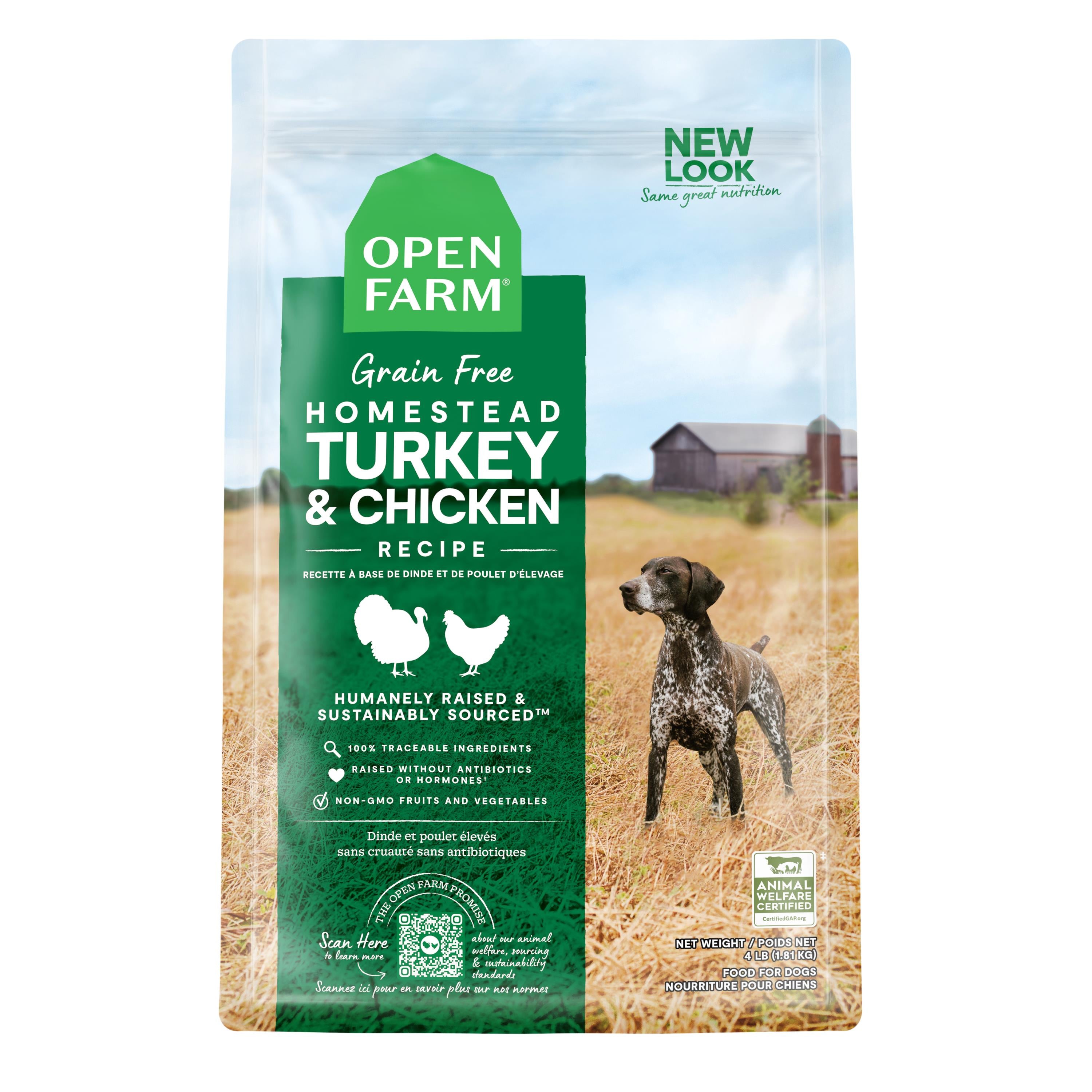 Open Farm Homestead Grain-Free Turkey and Chicken Dry Dog Food - 4 Lbs  