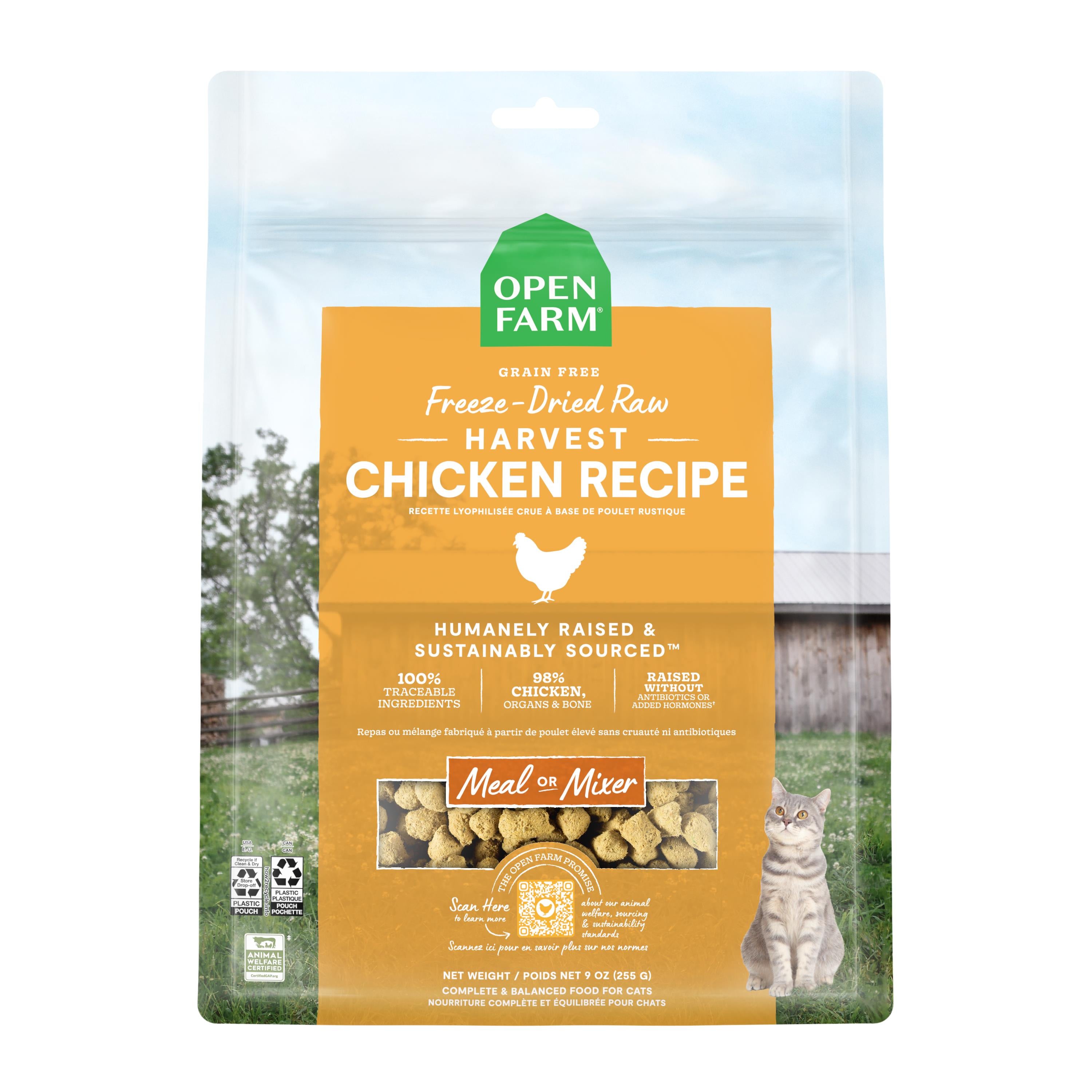 Open Farm Harvest Chicken Morsals Recipe Freeze-Dried Raw Cat Food - 9 Oz  