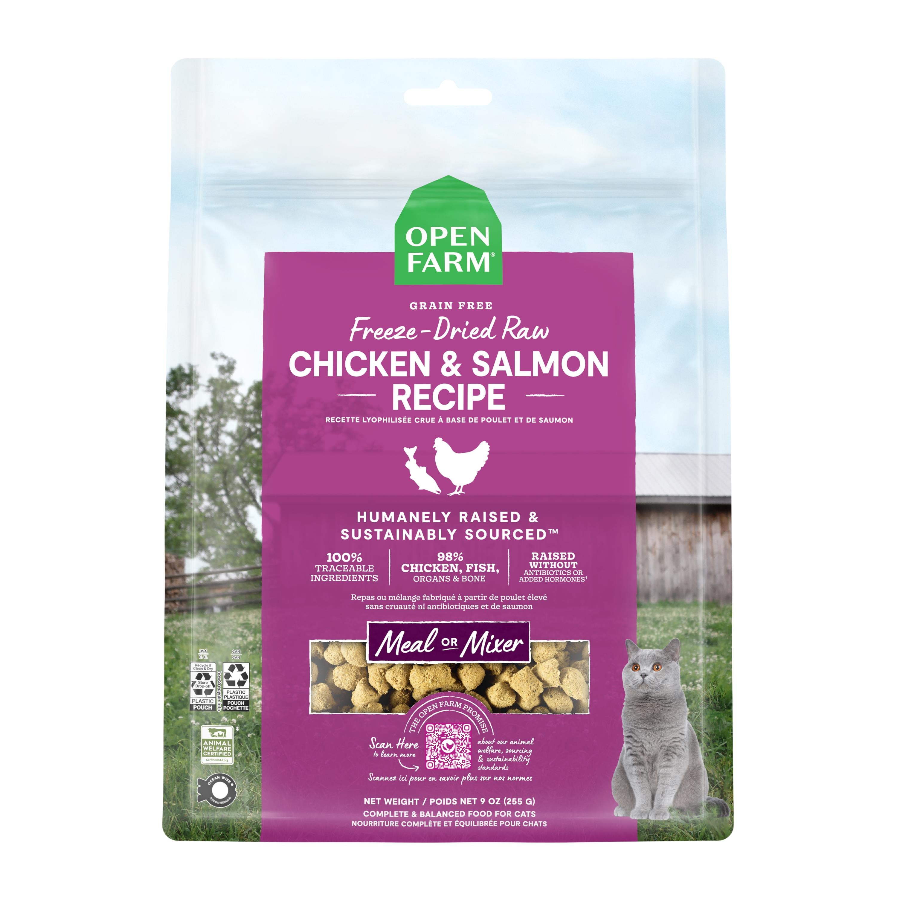 Open Farm Chicken and Salmon Freeze-Dried Raw Cat Food - 9 Oz  