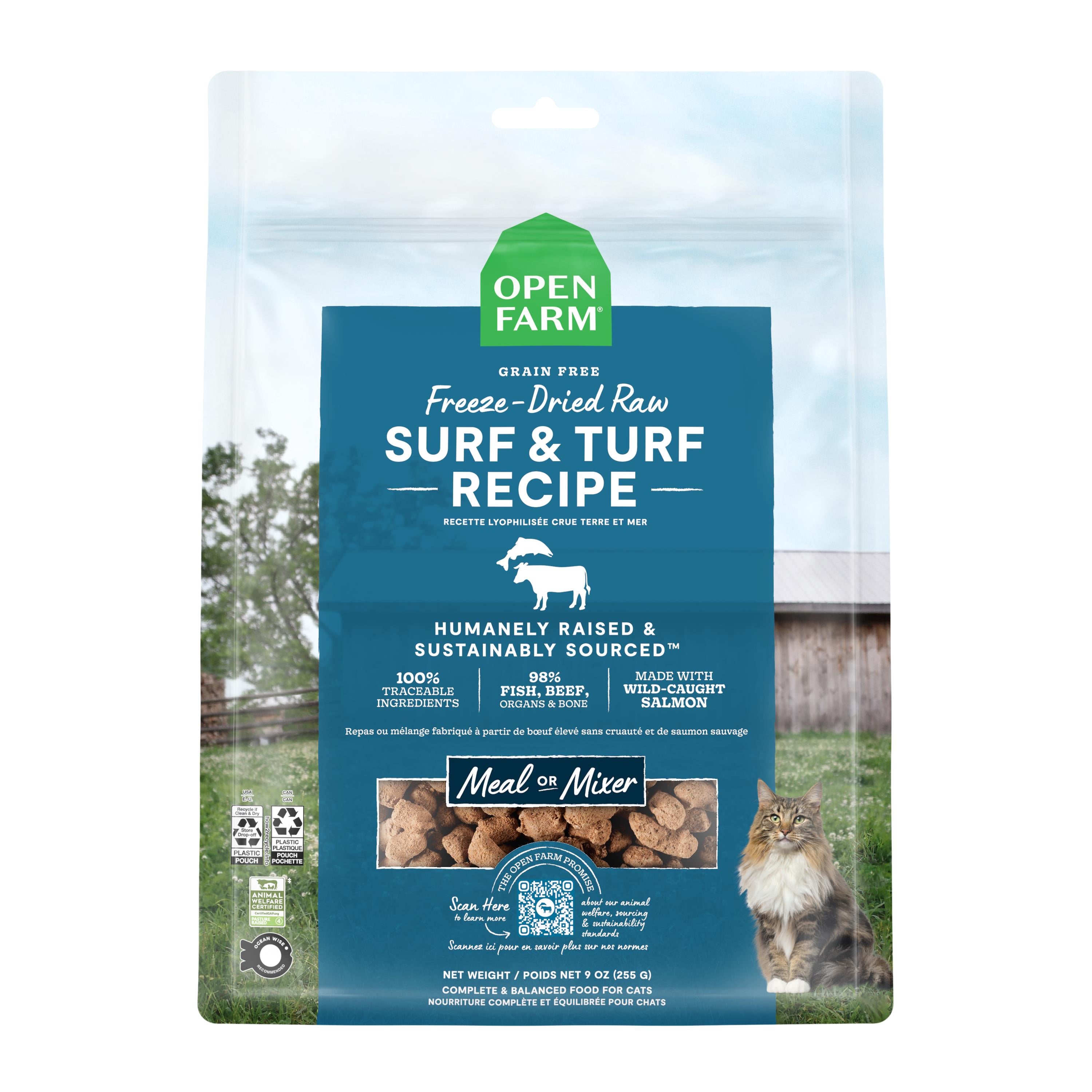 Open Farm Surf and Turf Morsals Recipe Freeze-Dried Raw Cat Food - 9 Oz  