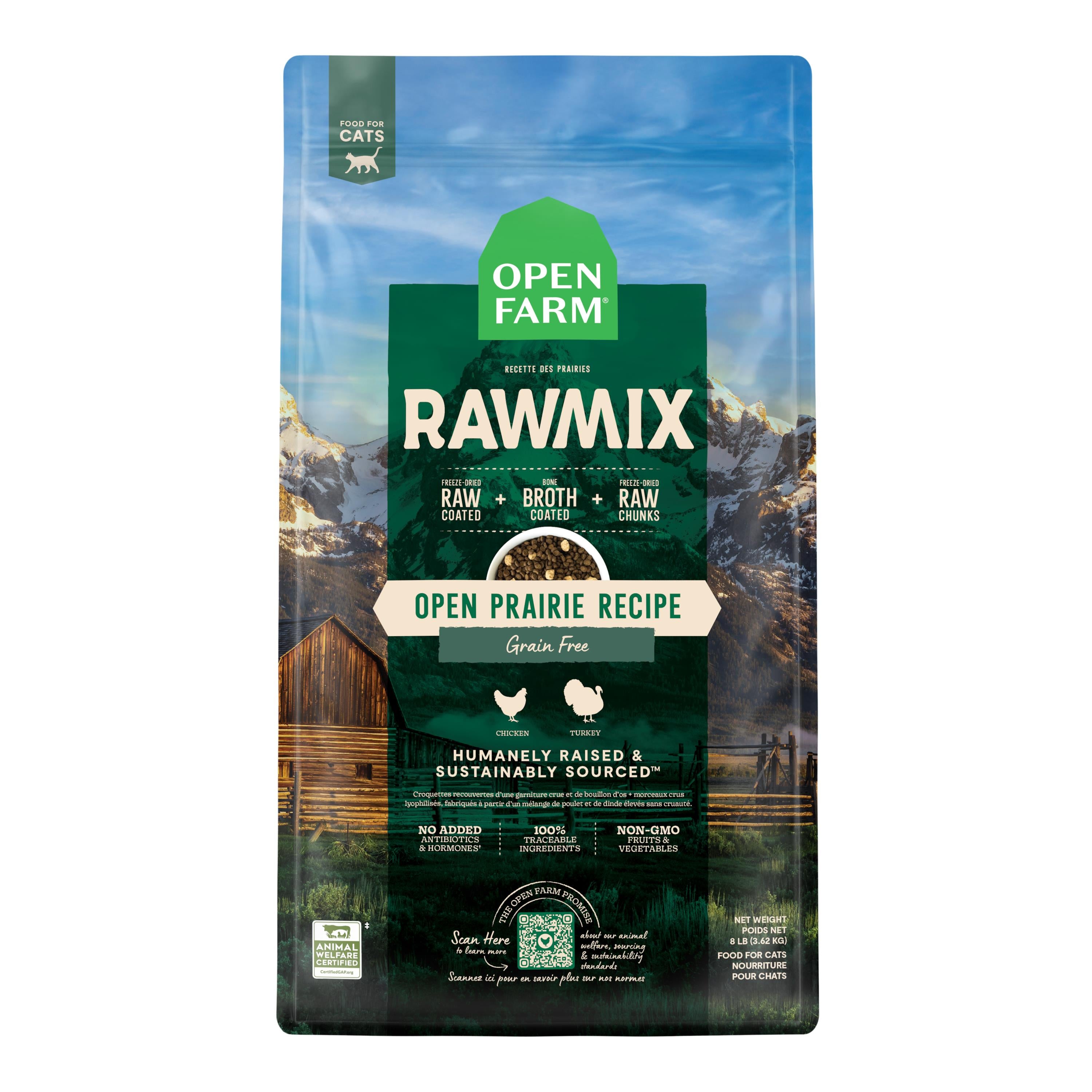 Open Farm RawMix Grain-Free Open Praire Recipe Chicken and Turkey Dry Cat Food - 8 Lbs  