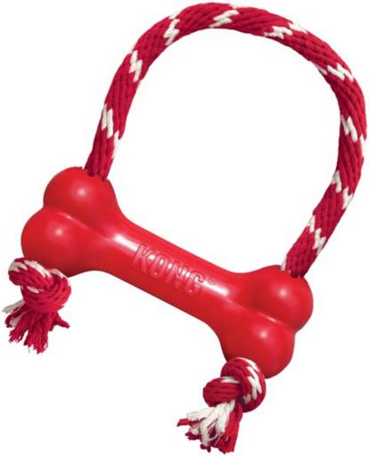 Kong Goodie Bone with Rope Durable Rubber Dog Toy - Extra Small  