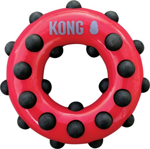 Kong Dotz Textured Gum Massaging Circle Rubber Dog Toy - Large  