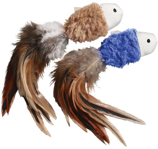 Kong Natural Fish Crinkle and Feather Plush Catnip Cat Toys - 2 Pack  