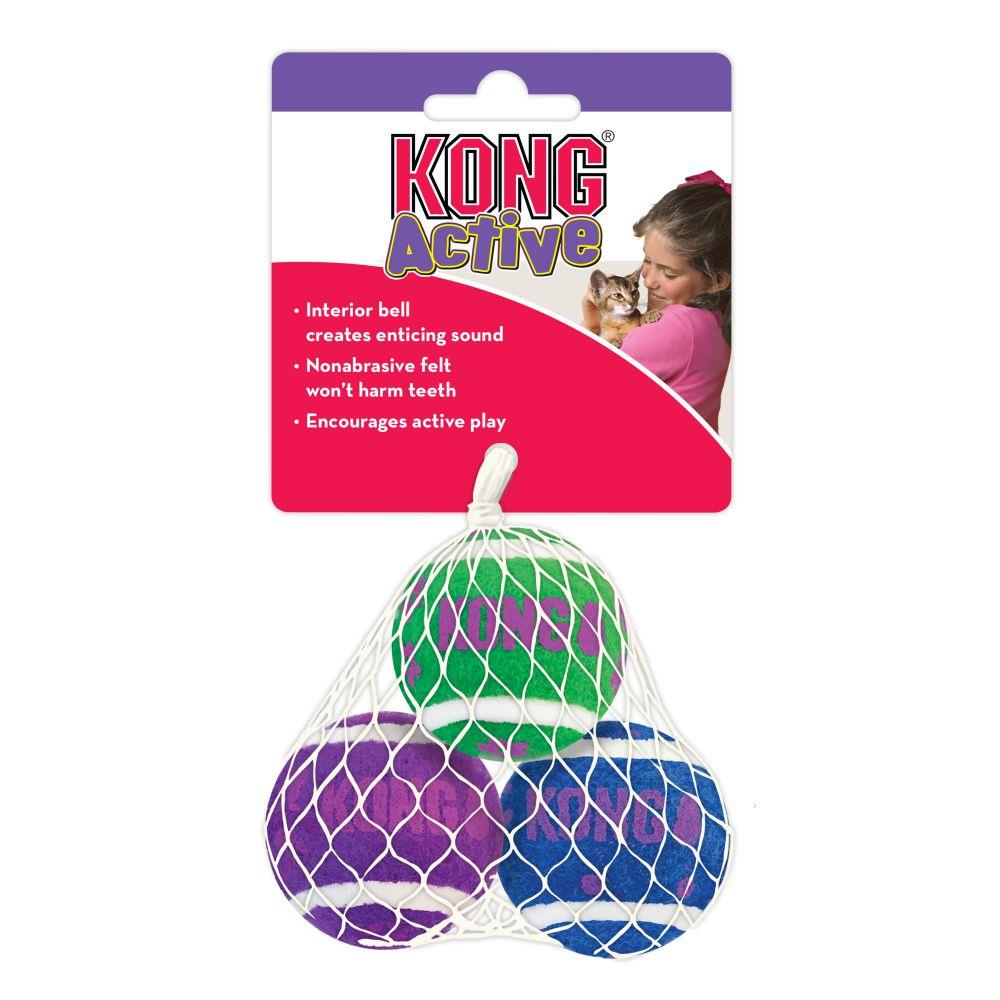 Kong Active Tennis Balls with Bells Cat Toy - Assorted  