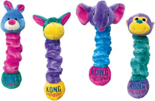 Kong Squiggles Stretch and Squeak Plush Dog Toys - Assorted - Small  