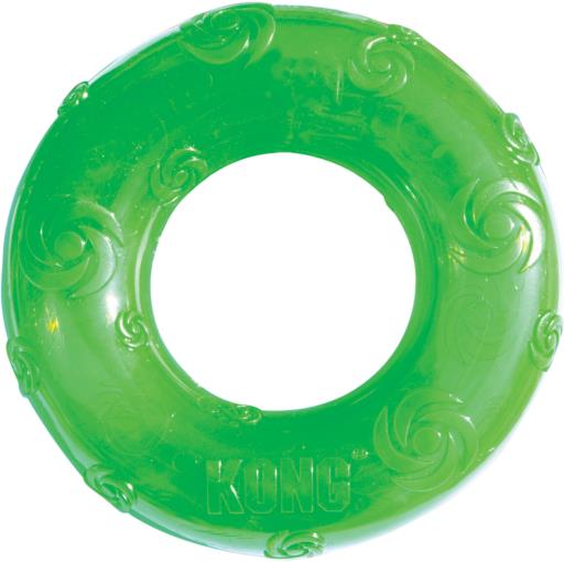 Kong Squeezz Ring Chew and Squeak Rubber Dog Toy - Medium  