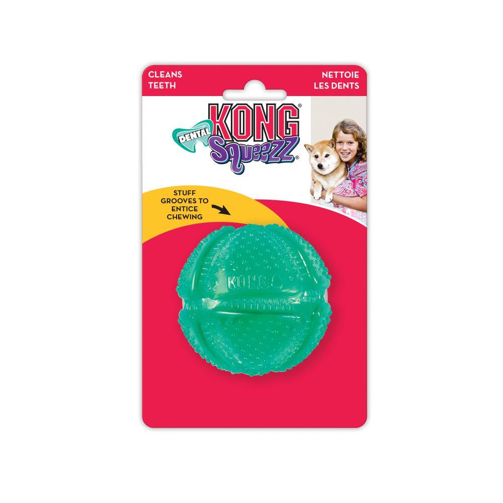 Kong Squeeze Textured Dental Ball Dog Toy - Teal - Medium  