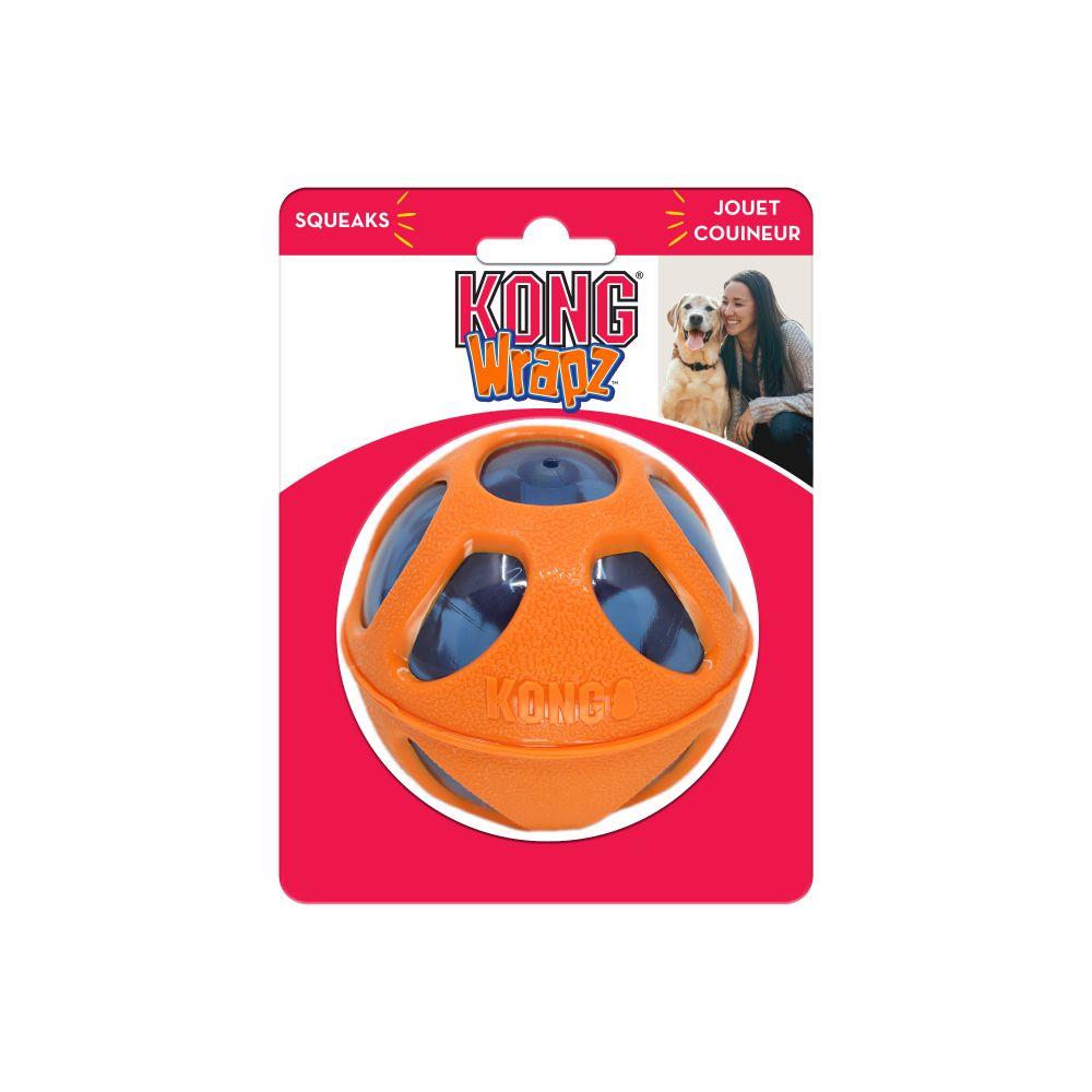 Kong Wrapz Ball Squeak and Fetch Rubber Dog Toy - Small  