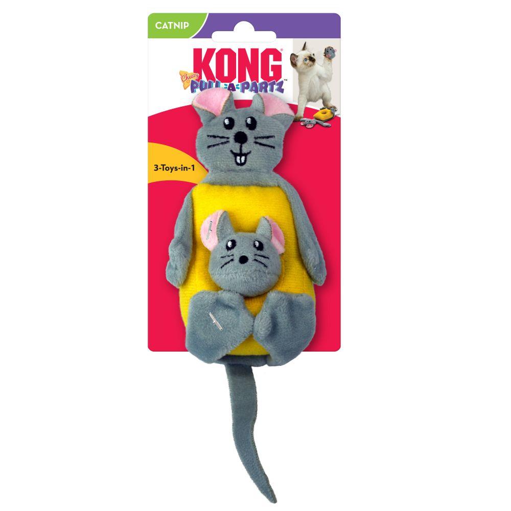 Kong Pull-a-Partz Cheezy 3-Piece Plush and Catnip Cat Toy  