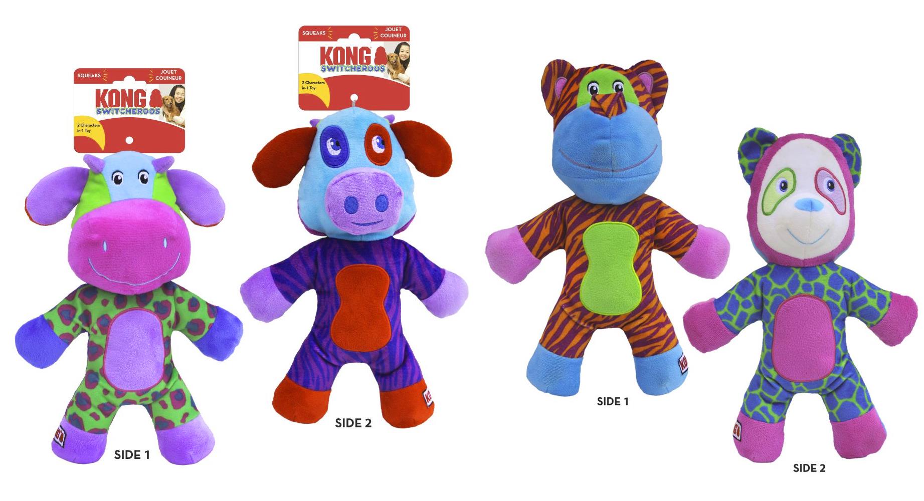 Kong Switcheroos Dual-Sided Squeaks and Plush Dog Toy - Assorted - Large  