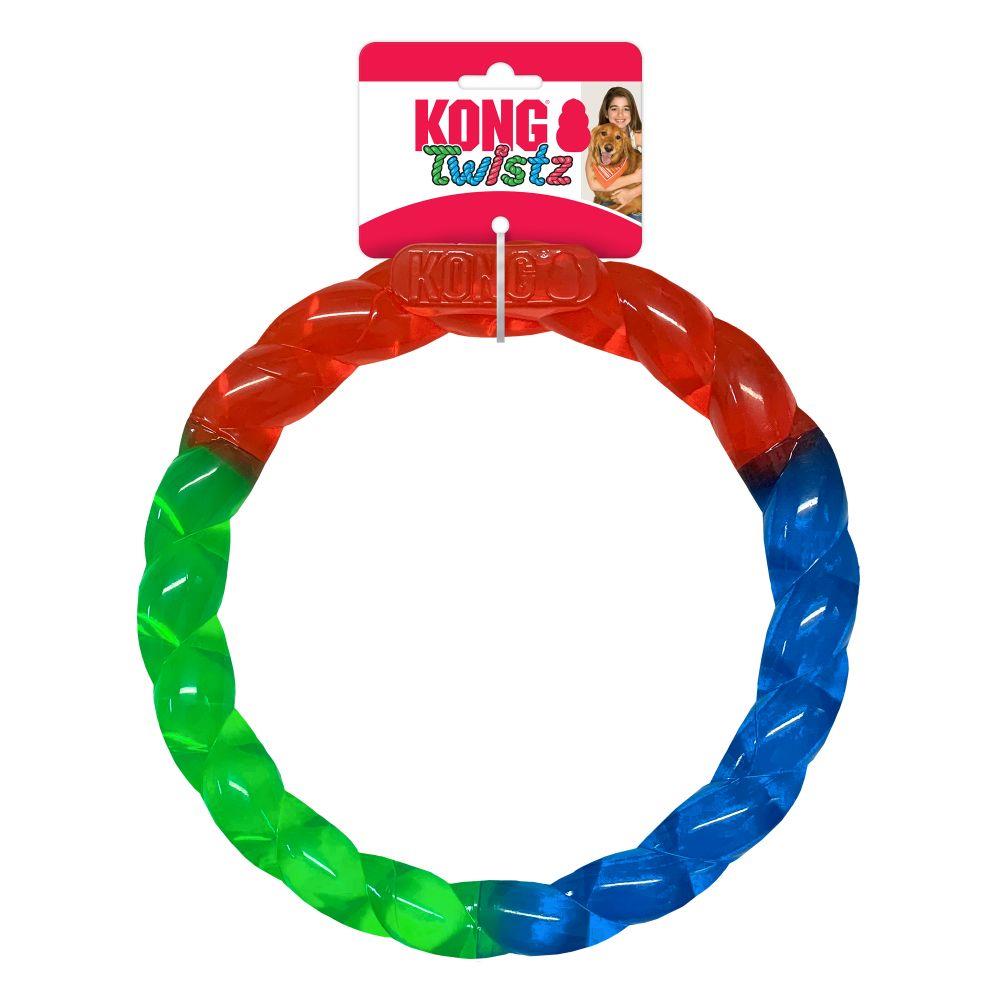 Kong Twistz Ring Multi-Color and Textured Rubber and Floating Fetch Dog Toy - Small  