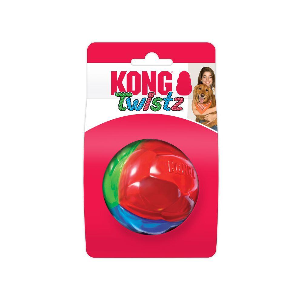 Kong Twistz Ball Multi-Color and Textured Rubber and Floating Fetch Dog Toy - Medium  