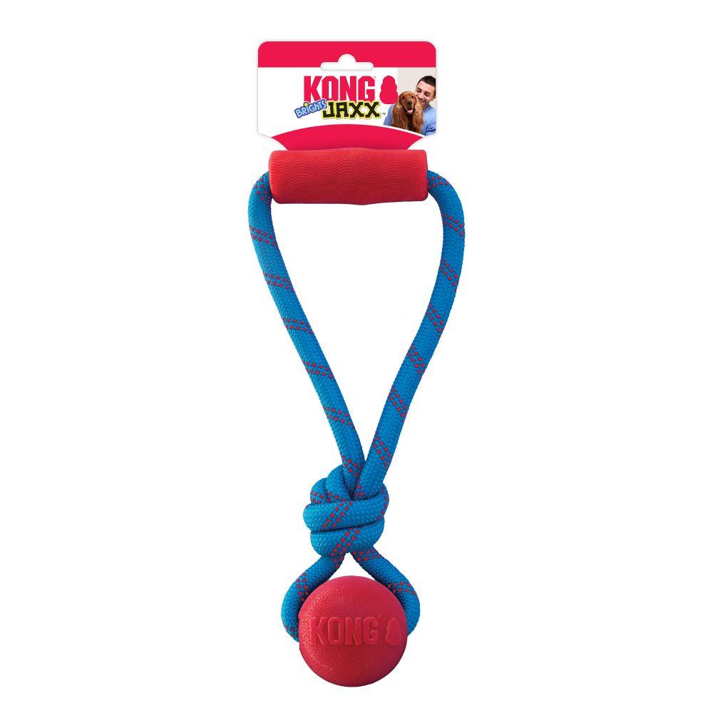 Kong Jaxx Brights Tug with Ball Rubber and Rope Dog Toy - Medium  