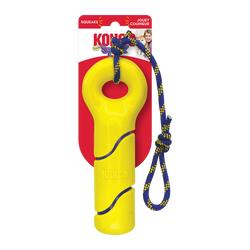 Kong Squeezz Tennis Buoy Rope and Squeak Floating Rubber Dog Toy - Medium  