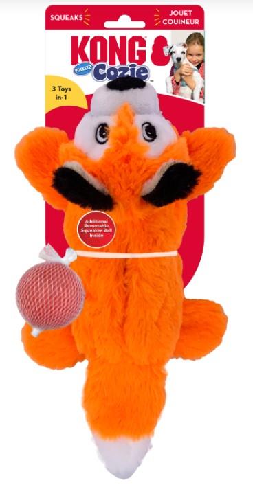 Kong Cozie Pocketz Fox Internal Pouch Squeak and Plush Dog Toy - Small  