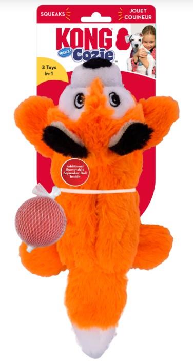 Kong Cozie Pocketz Fox Internal Pouch Squeak and Plush Dog Toy - Medium  