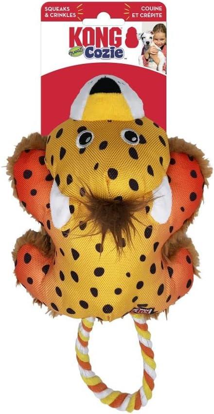 Kong Cozie Tuggz Cheetah Crinkle and Squeak Dog Toy - Medium/Large  