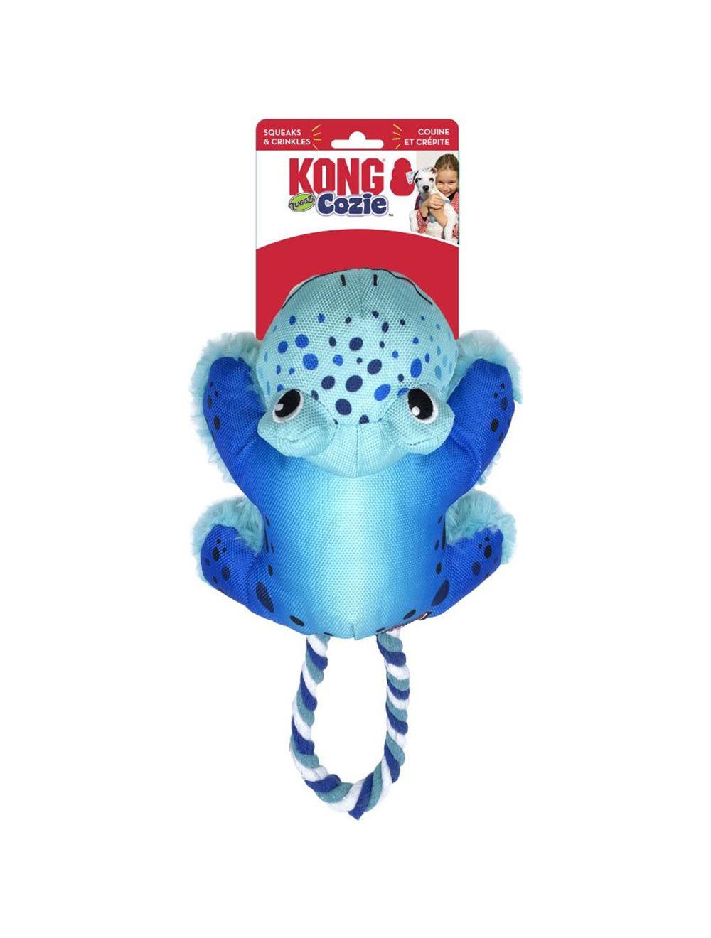 Kong Cozie Tuggz Frog Crinkle and Squeak with Rope and Plush Dog Toy - Medium/Large  