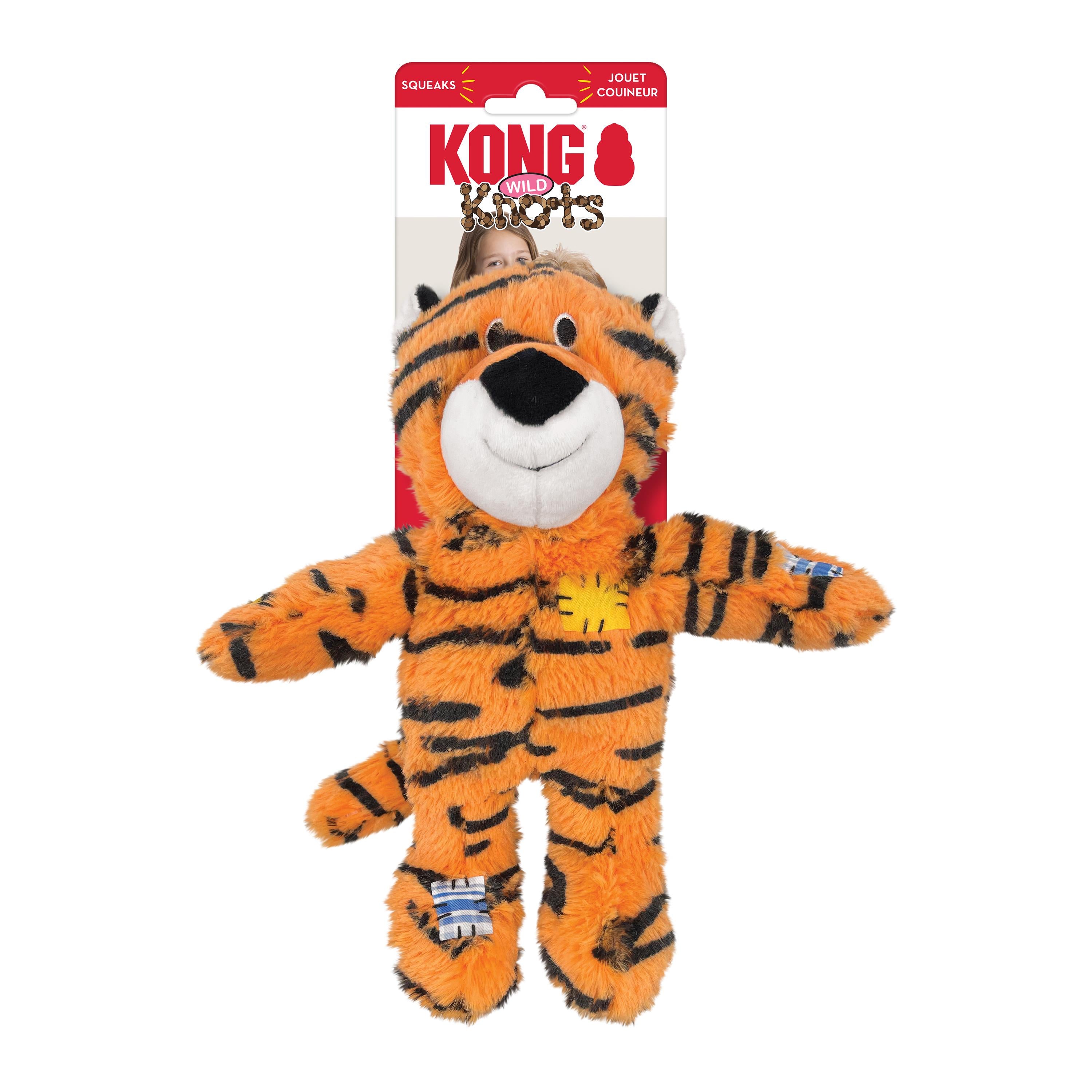 Kong Wild Knots Tiger Internally Knotted Squeak and Plush Dog Toy - Medium/Large  