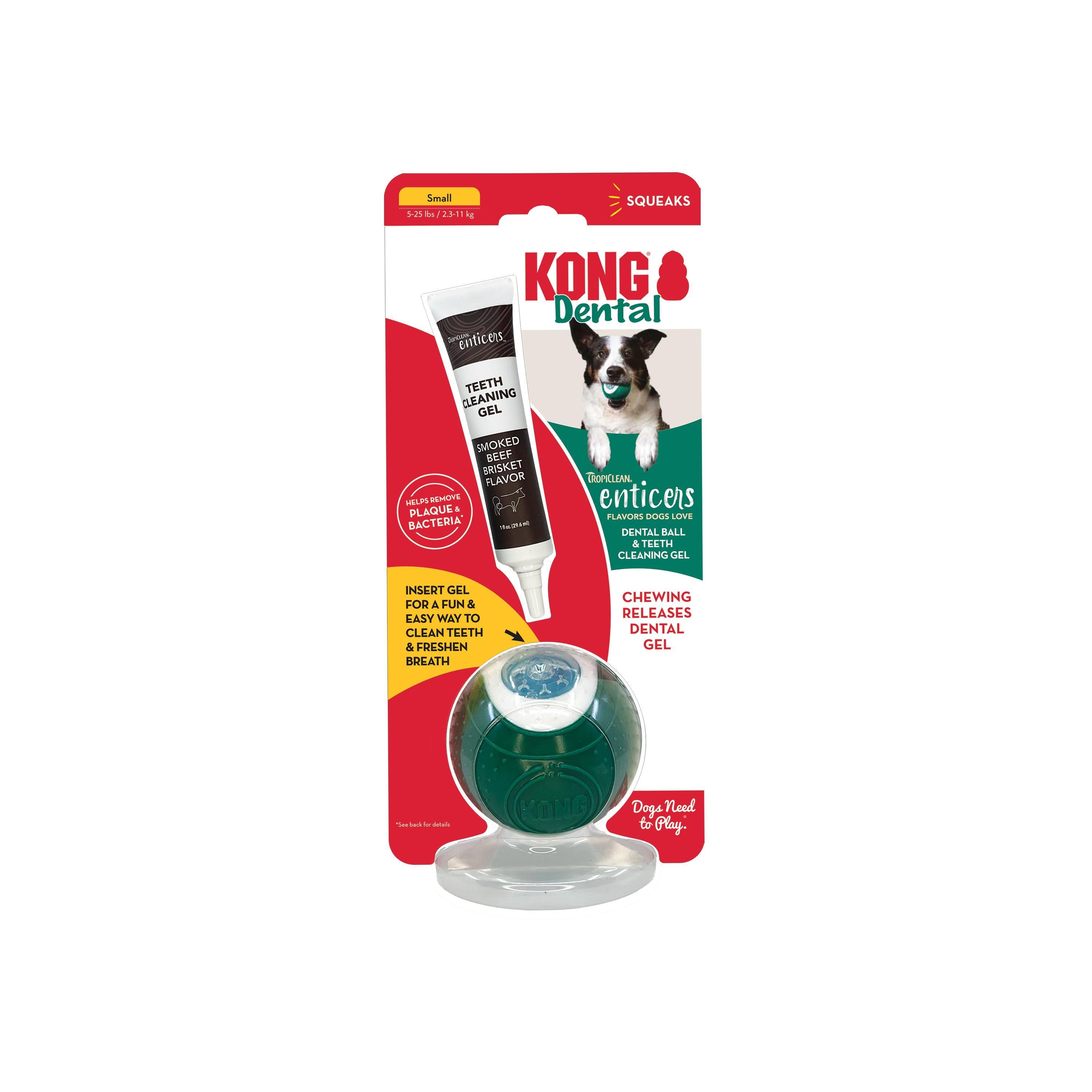 Kong Dental Ball Dog Toy with Fresh Breath and Teeth Cleaning Gel - Small  